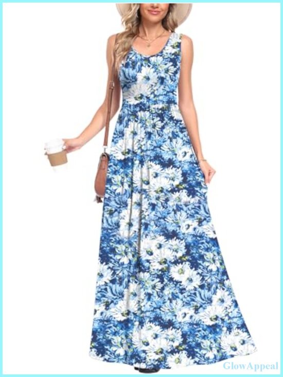 Dresses & Skirts - Flowy Sleeveless Maxi Dress with Pockets casual beach dress